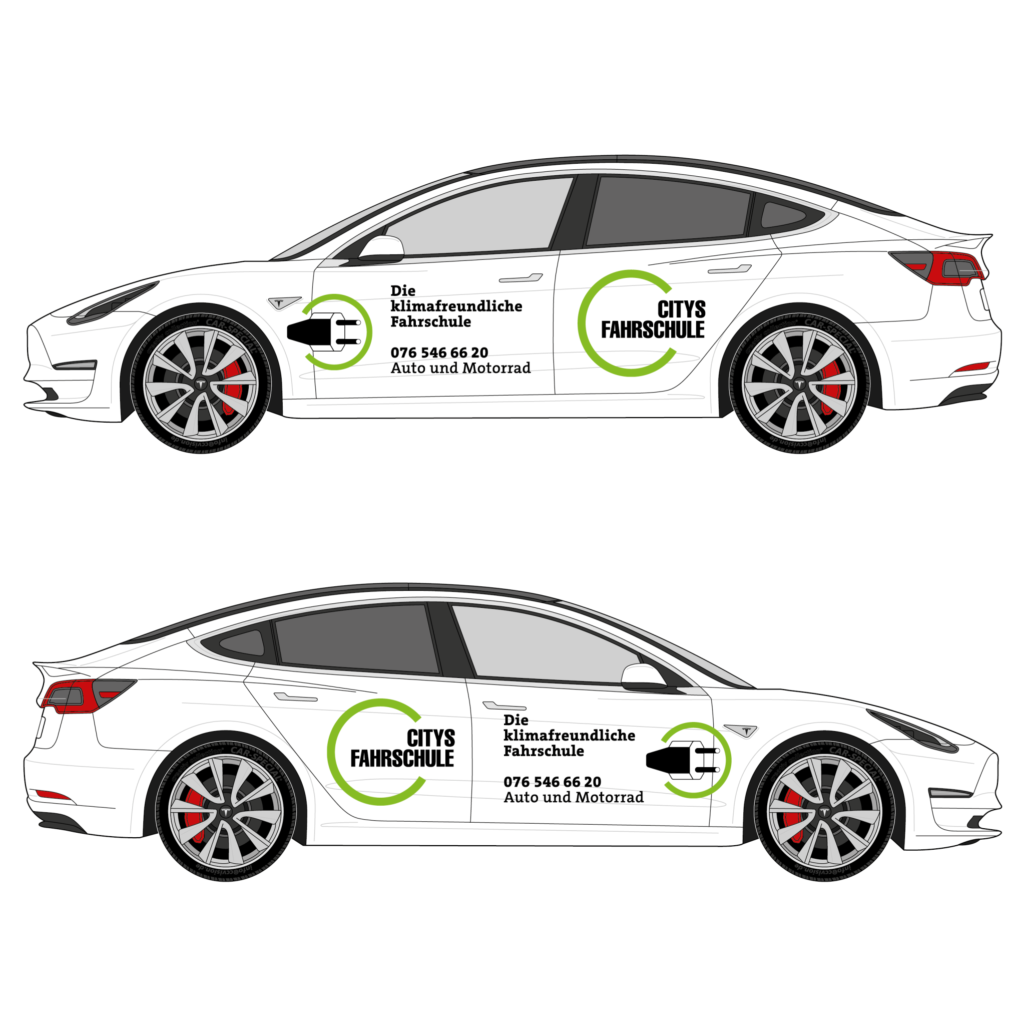 beschriftung tesla mldel 3